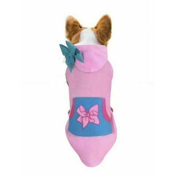 Rubie's JoJo Siwa Dog Pajama Pink Hooded Pet Jumpsuit w/ Blue Bow, X-Large (XL) - Picture 1 of 5